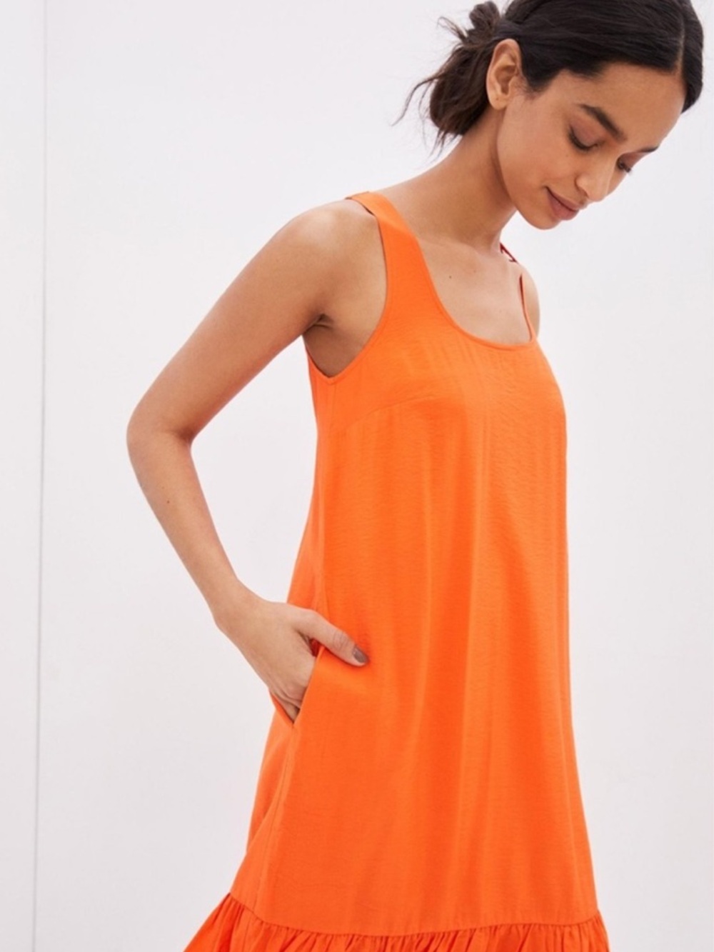 Orange Anthropologie Summer Midi Dress